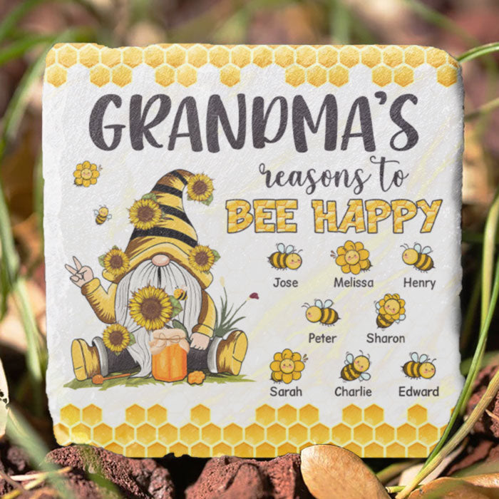 Custom Name Grandma Bee Happy Gifts - Personalized Garden Stone