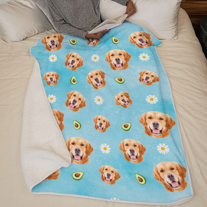 Lovely Pets And Fruit Icons - Personalized Custom Blanket - Upload Image, Gift For Pet Lovers, Christmas Gift