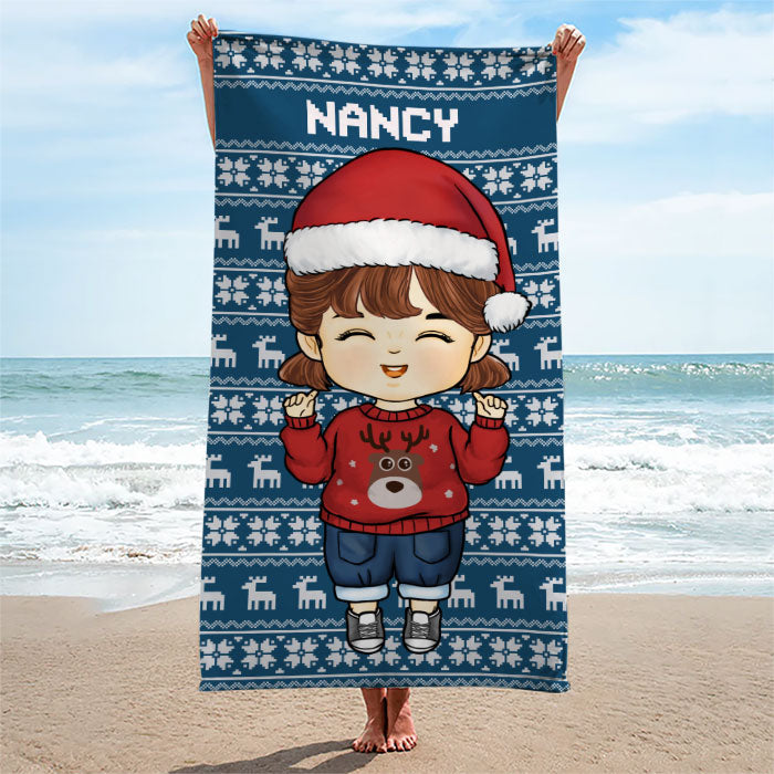 Custom Name Christmas Gifts for Kids - Personalized Beach Towel