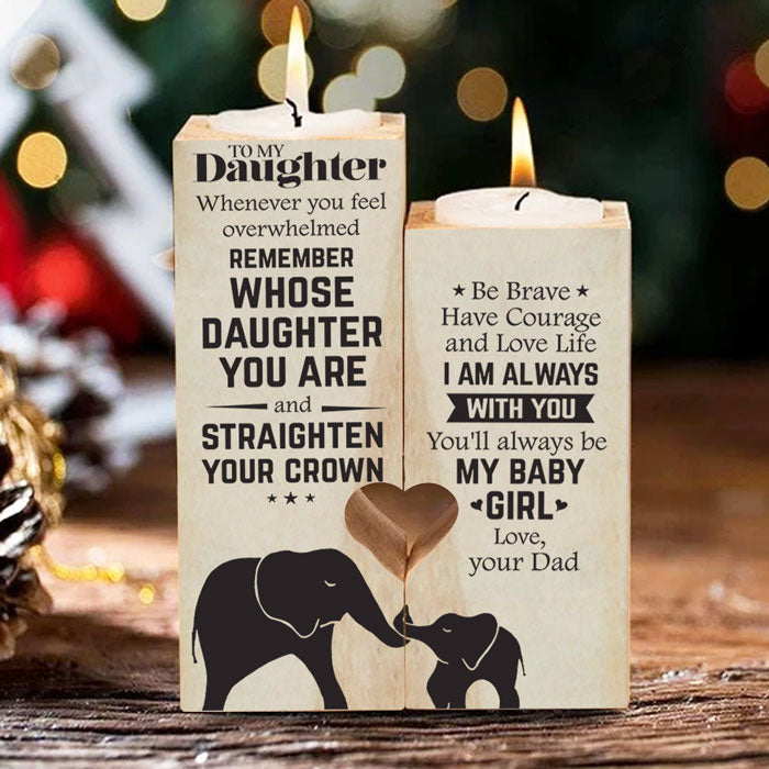 Father Daughter Elephant Love Gift - Color Candle Holder