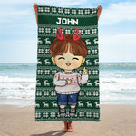 Custom Name Christmas Gifts for Kids - Personalized Beach Towel