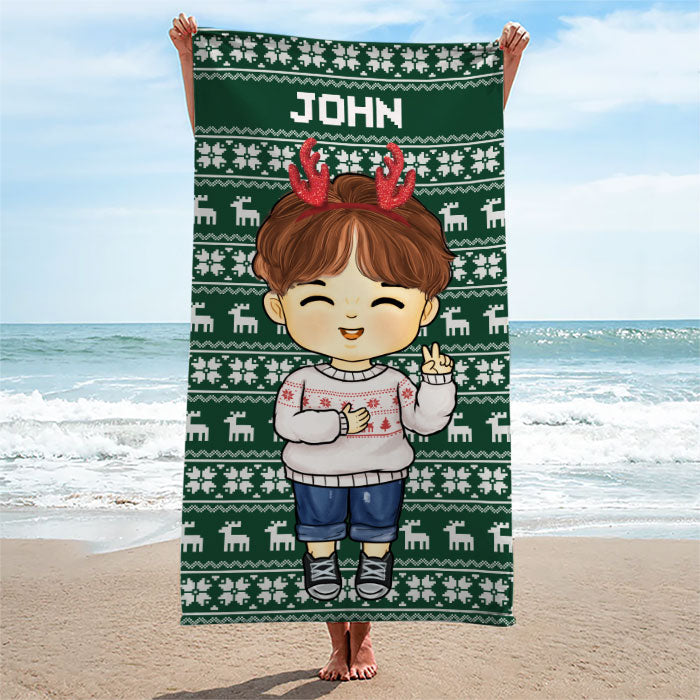 Custom Name Christmas Gifts for Kids - Personalized Beach Towel