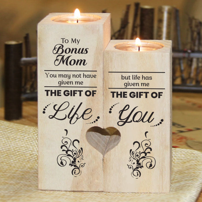 To My Bonus Mom, Life Has Given Me The Gift Of You - Family Candle Holder - Christmas Gift For Mom