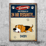 Custom Dog Name Security Warning Sign for Dog Lovers - Personalized Metal Sign