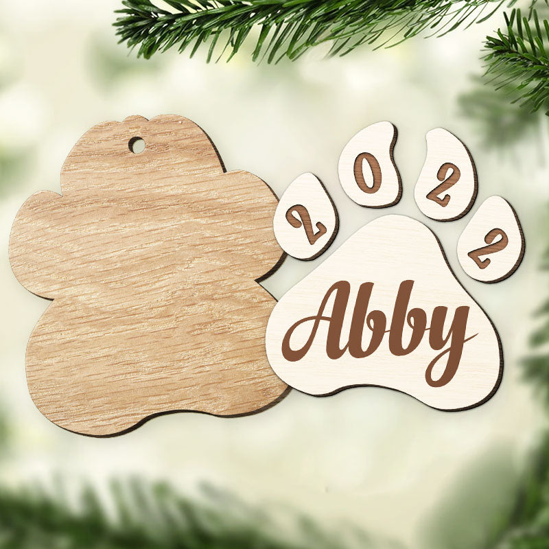 Christmas Is On Its Way - Personalized Custom Paw Shaped 2 Layered Wood Christmas Ornament - Gift For Pet Lovers, Christmas Gift