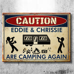 Custom Name Camping Couple Gifts - Personalized Metal Sign