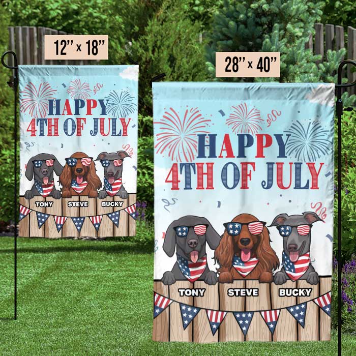 Custom Name Patriotic Dog 4th of July Gifts - Personalized Flag
