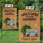 Custom Name Welcome Campsite Decor - Personalized Flag