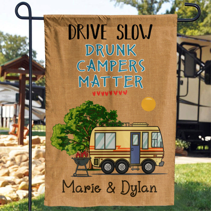 Custom Name Welcome Campsite Decor - Personalized Flag