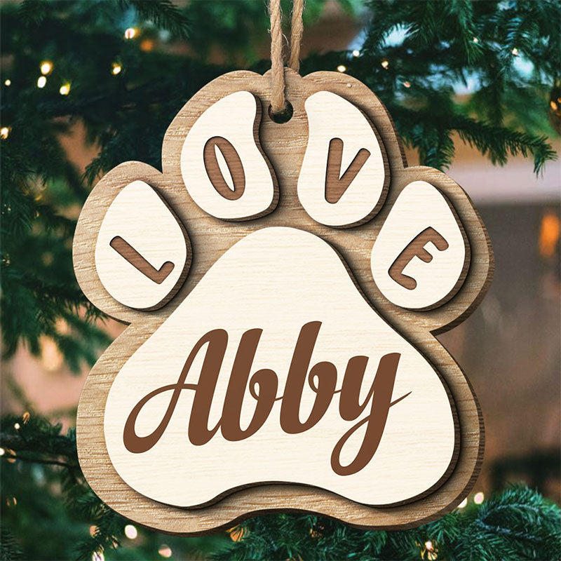 Christmas Is On Its Way - Personalized Custom Paw Shaped 2 Layered Wood Christmas Ornament - Gift For Pet Lovers, Christmas Gift