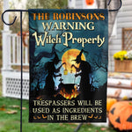 Custom Family Name Witch Property Halloween Decor - Personalized Flag