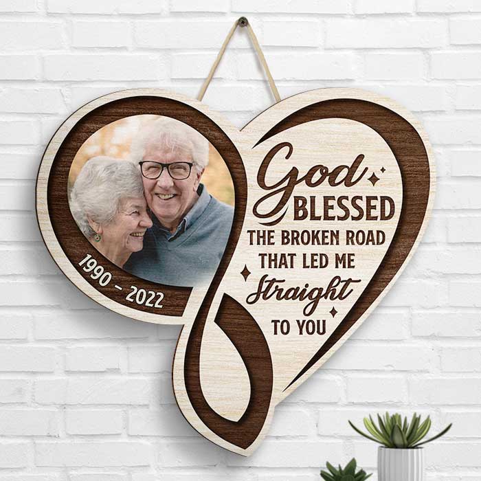We're Predestined To Meet Each Other - Personalized Shaped Wood Sign - Upload Image, Gift For Couples, Husband Wife