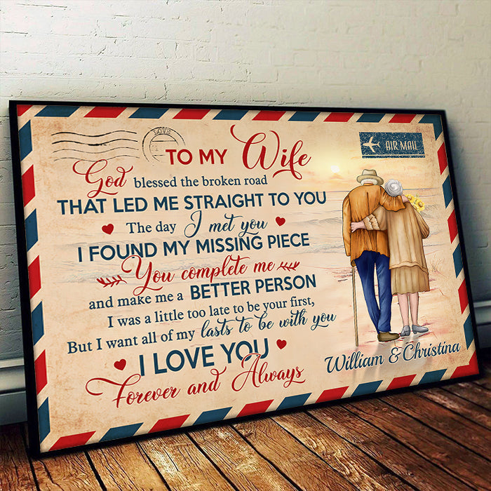 Custom Name Romantic Anniversary Gifts for Wife - Personalized Poster