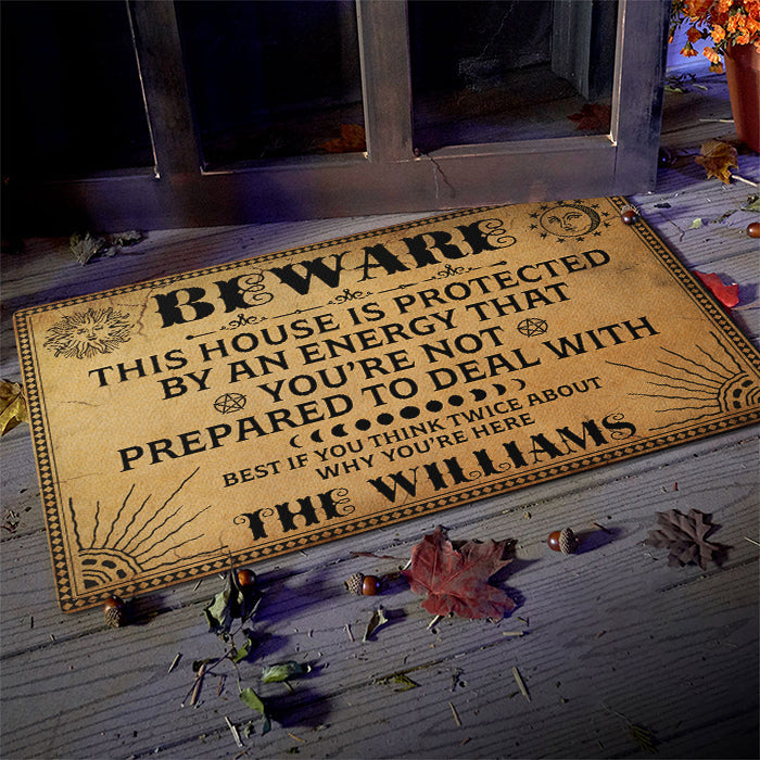Custom Name Witchy Halloween House Decor - Personalized Doormat