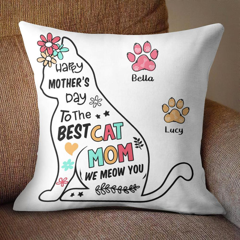 Happy Mother Day To Cat Mom - Personalized Cat Pillow (Insert Included)