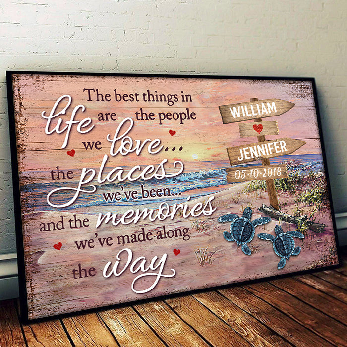 Custom Name Beach Memories Couple Gifts - Personalized Poster
