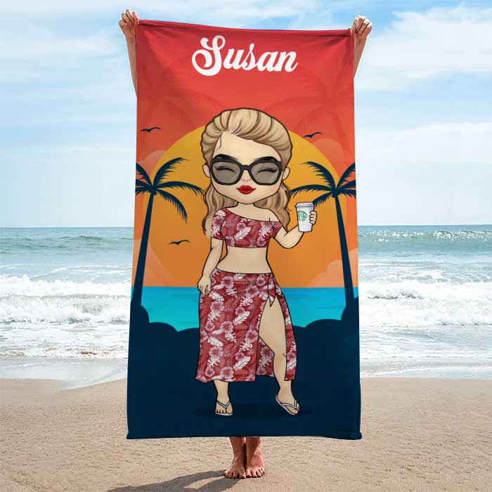 Custom Name Beach Vacation Gifts for Women - Personalized Beach Towel