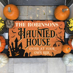 Custom Name Halloween Haunted House Decor - Personalized Doormat