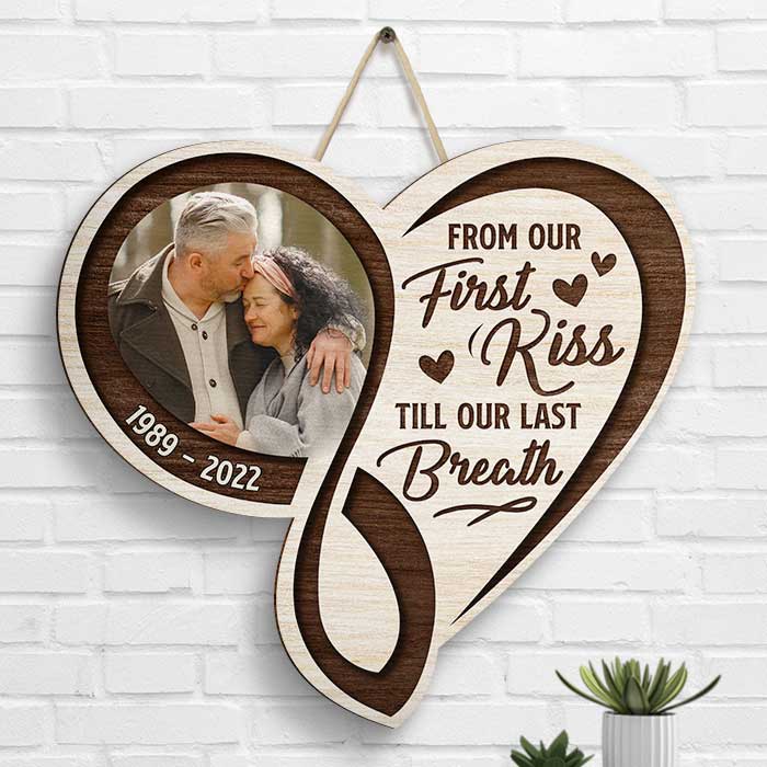 We're Predestined To Meet Each Other - Personalized Shaped Wood Sign - Upload Image, Gift For Couples, Husband Wife