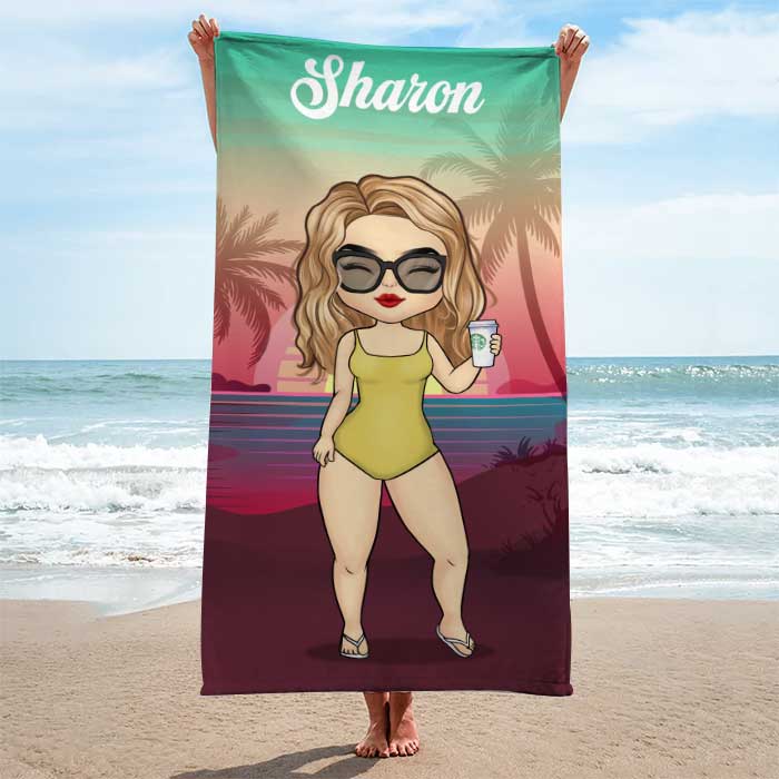 Custom Name Beach Vacation Gifts for Women - Personalized Beach Towel