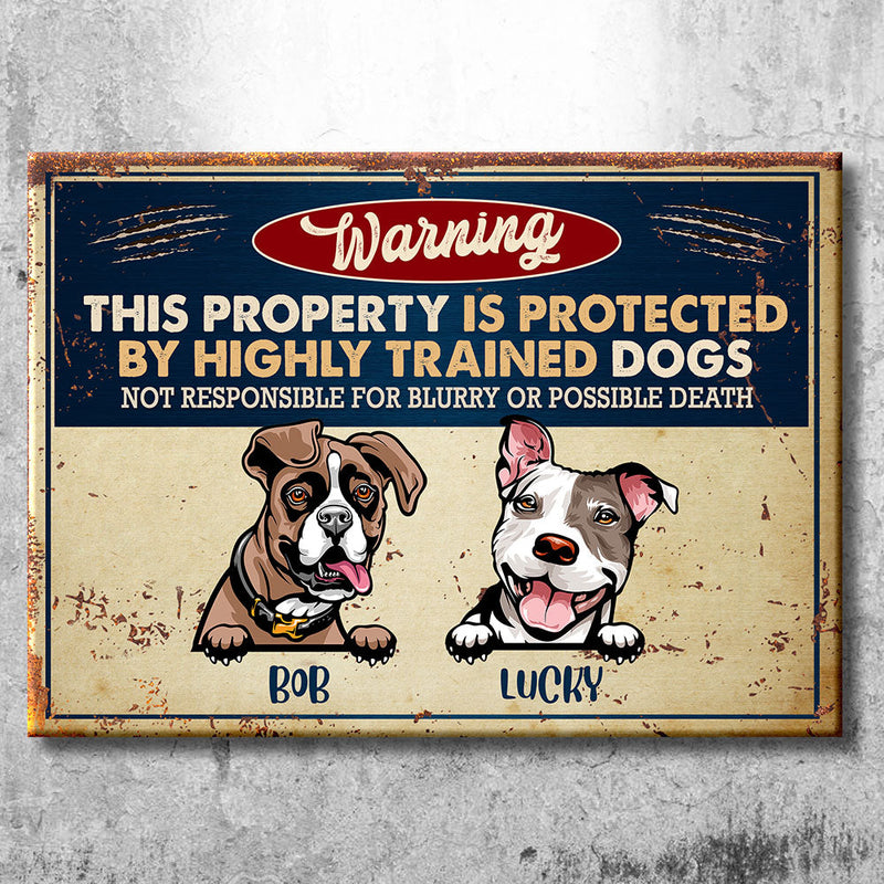 Custom Name Funny Dog Warning Gifts for Dog Lovers - Personalized Metal Sign