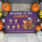 Custom Name Halloween Gnome Grandkids Gifts - Personalized Doormat