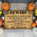 Custom Name Witchy Halloween House Decor - Personalized Doormat