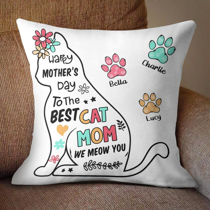 Happy Mother Day To Cat Mom - Personalized Cat Pillow (Insert Included)