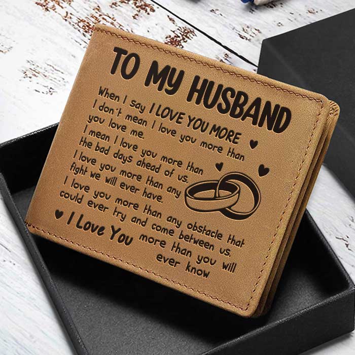 Romantic Husband Love Message Gift - Leather Wallet