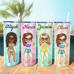 Custom Name Summer Beach Gifts for Women - Personalized Skinny Tumbler