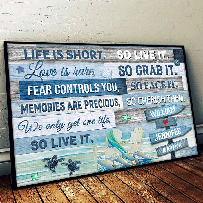Custom Name Beach Life Quote Decor - Personalized Poster