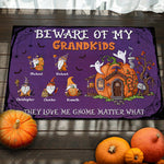 Custom Name Halloween Gnome Grandkids Gifts - Personalized Doormat