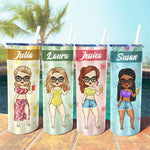 Custom Name Summer Beach Girl Gifts for Women - Personalized Skinny Tumbler