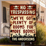 Custom Family Name Funny Zombie Warning Decor - Personalized Metal Sign