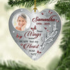 Your Wings Were Ready But My Heart Was Not - Personalized Custom Heart Shaped Wood Christmas Ornament