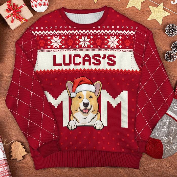I'm A Dog Mom - Personalized Custom Unisex Ugly Christmas Sweatshirt, Wool Sweatshirt, All-Over-Print Sweatshirt - Gift For Dog Lovers, Pet Lovers, Christmas Gift