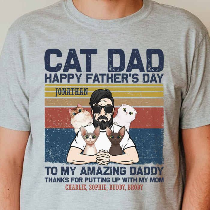 Custom Name Father's Day Gifts for Cat Dads - Personalized Apparel