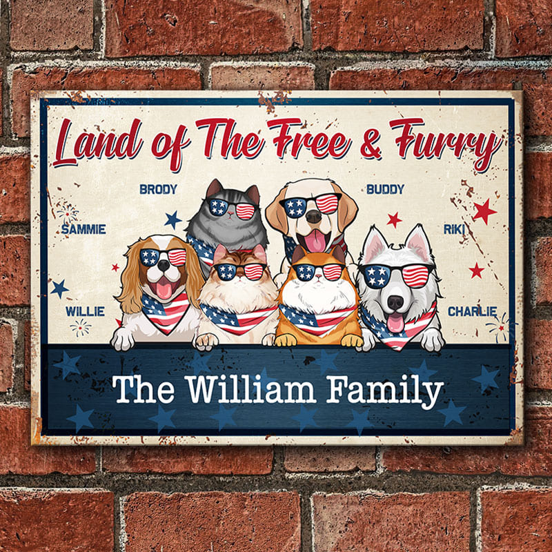 Custom Pet Name Patriotic Family Gifts - Personalized Metal Sign