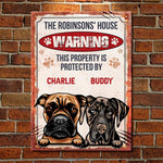 Custom Pet Name Dog Warning Decor - Personalized Metal Sign
