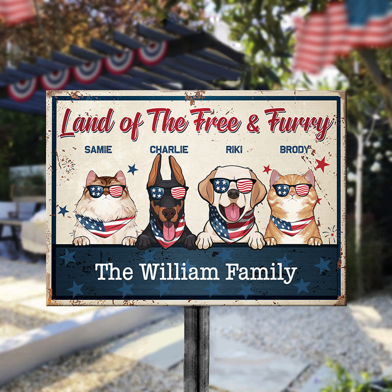 Custom Pet Name Patriotic Family Gifts - Personalized Metal Sign