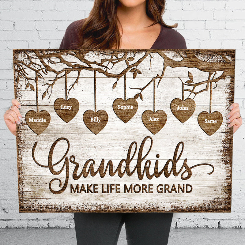 Custom Name Grandkids Gifts for Grandparents - Personalized Canvas