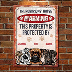 Custom Pet Name Dog Warning Decor - Personalized Metal Sign