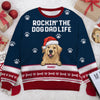 Rockin' The Dog Mom Life - Personalized Custom Unisex Ugly Christmas Sweatshirt, Wool Sweatshirt, All-Over-Print Sweatshirt - Gift For Dog Lovers, Pet Lovers, Christmas Gift