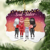 Not Sisters By Blood But Sisters By Heart - Personalized Custom Benelux Shaped Wood Christmas Ornament