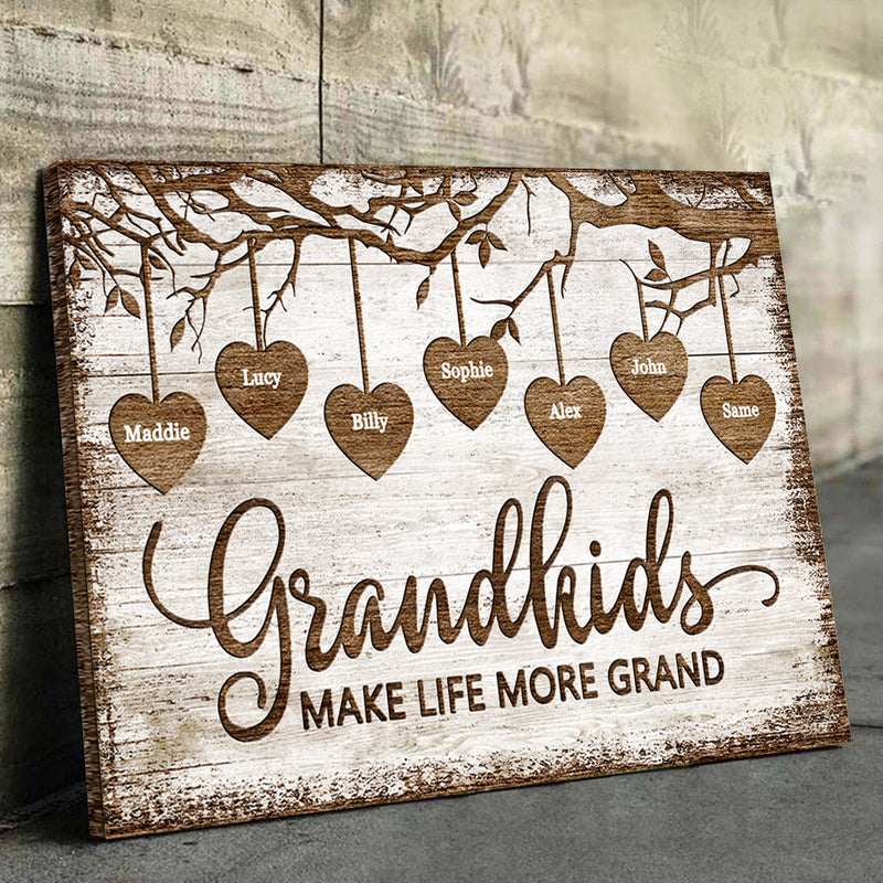 Custom Name Grandkids Gifts for Grandparents - Personalized Canvas