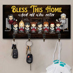 Custom Name Family Bless This Home Gifts - Personalized Key Holder