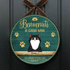 Benvenuto A Casa Mia - Divertente Cartello Personalizzato Per La Porta Del Gatto, Funny Personalized Cat Door Sign Italian