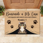 Custom Name Spanish Cat Welcome Decor - Personalized Doormat