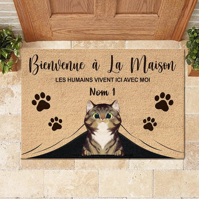 Bienvenue À La Maison French - Funny Personalized Cat Decorative Mat (WT)