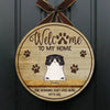 Welcome To Our Home Peeking Cats - Funny Personalized Cat Door Sign